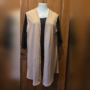 Elegant Beige Open Front Long Cardigan